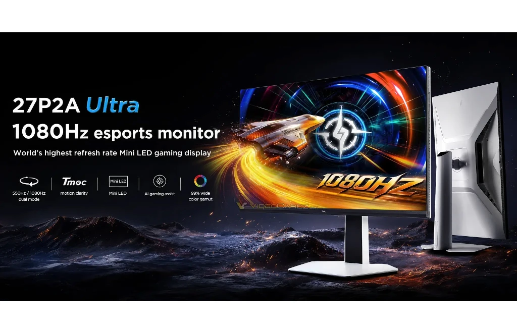 TCL випустила ігровий монітор із неймовірною частотою 1080 Гц — він орієнтований на кіберспорт